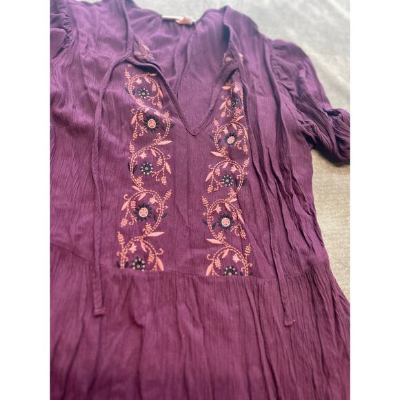 Knox Rose (Size XS) Peasant Dress Full Length Red Embroidered Tassels Bohemian - Picture 4 of 8